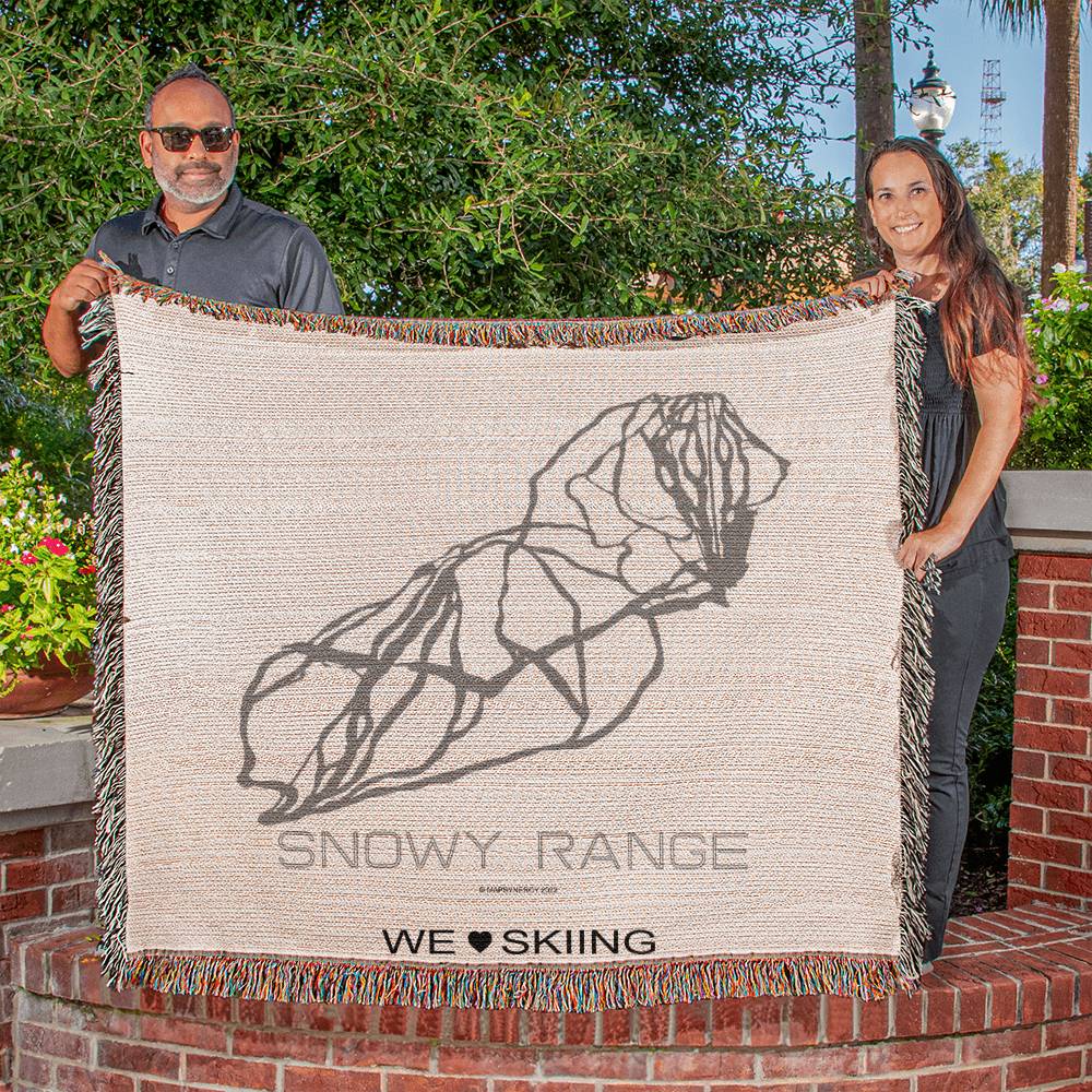 PERSONALIZED SNOWY RANGE,  WYOMING WOVEN BLANKET