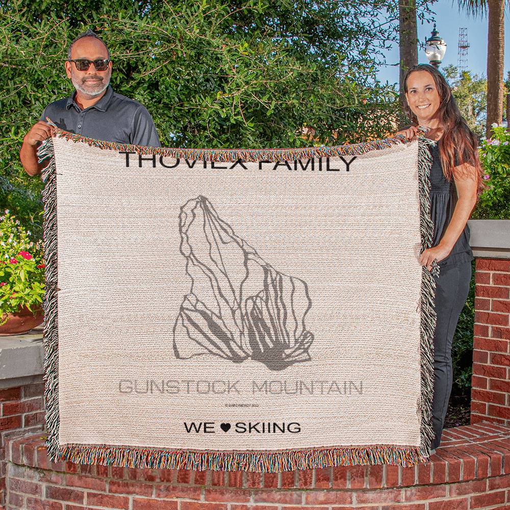 PERSONALIZED GUNSTOCK MOUNTAIN, NEW HAMPSHIRE WOVEN BLANKET