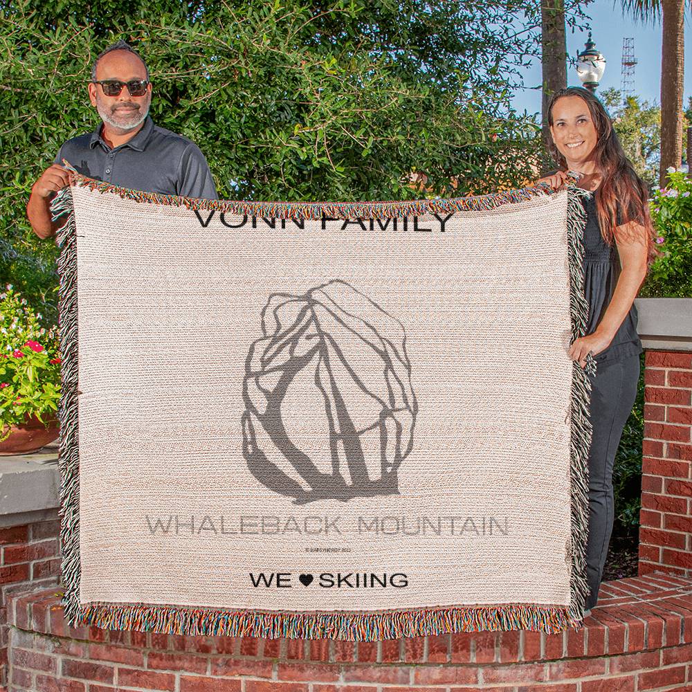 PERSONALIZED WHALEBACK MOUNTAIN, NEW HAMPSHIRE WOVEN BLANKET