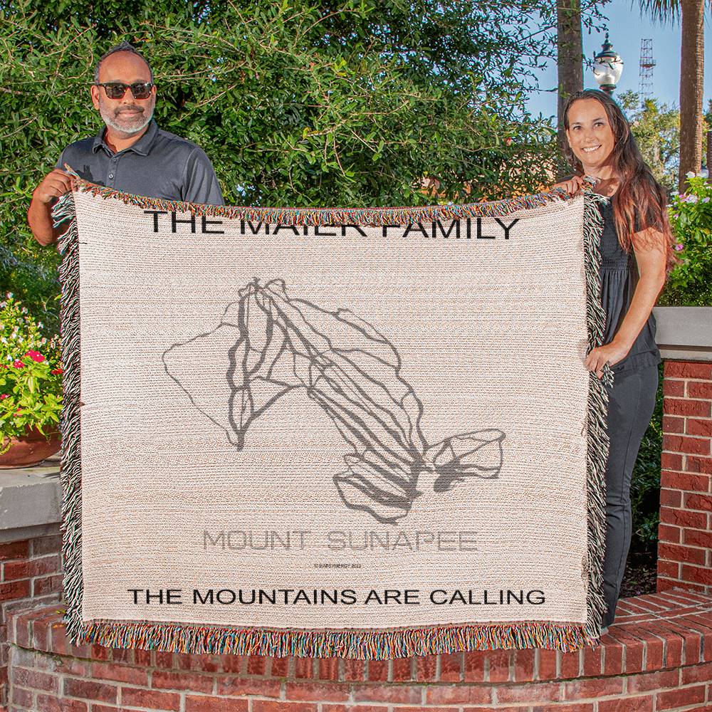 PERSONALIZED MOUNT SUNAPEE, NEW HAMPSHIRE WOVEN BLANKET
