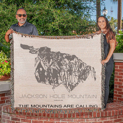 PERSONALIZED JACKSON HOLE MOUNTAIN,  WYOMING WOVEN BLANKET