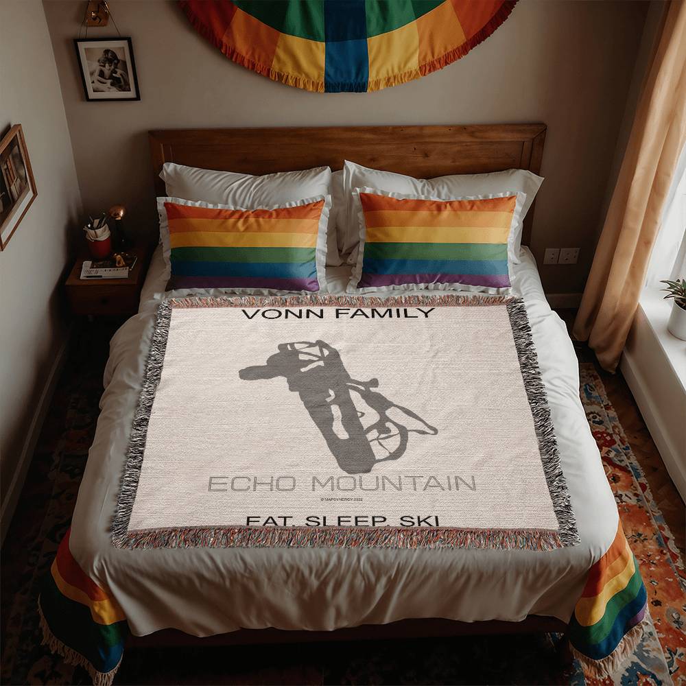 PERSONALIZED ECHO MOUNTAIN, COLORADO WOVEN BLANKET