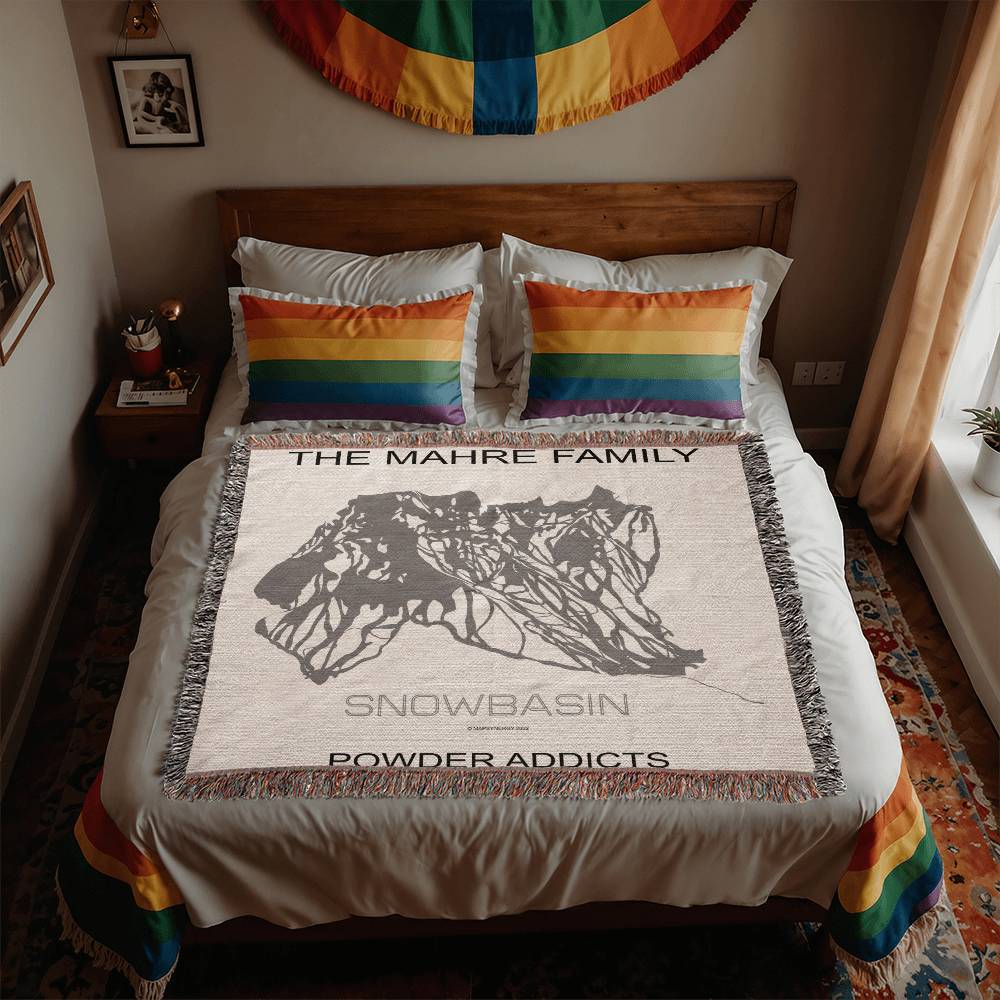 PERSONALIZED SNOWBASIN, UTAH WOVEN BLANKET