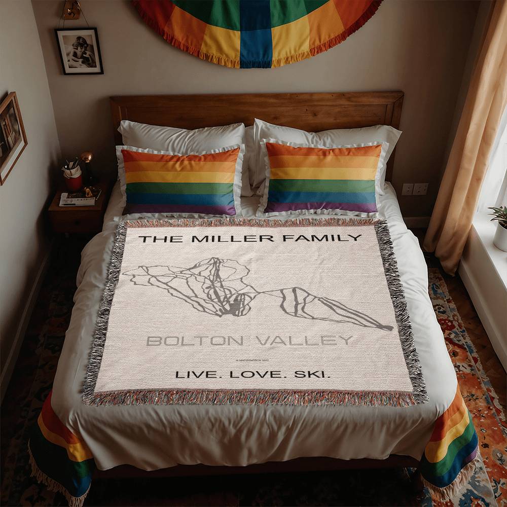 PERSONALIZED BOLTON VALLEY, Vermont WOVEN BLANKET