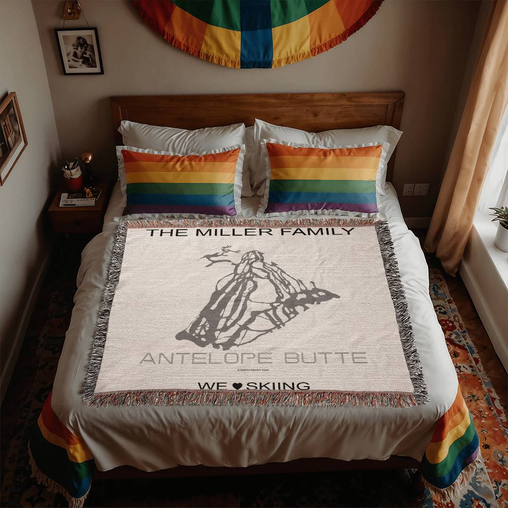 PERSONALIZED ANTELOPE BUTTE,  WYOMING WOVEN BLANKET