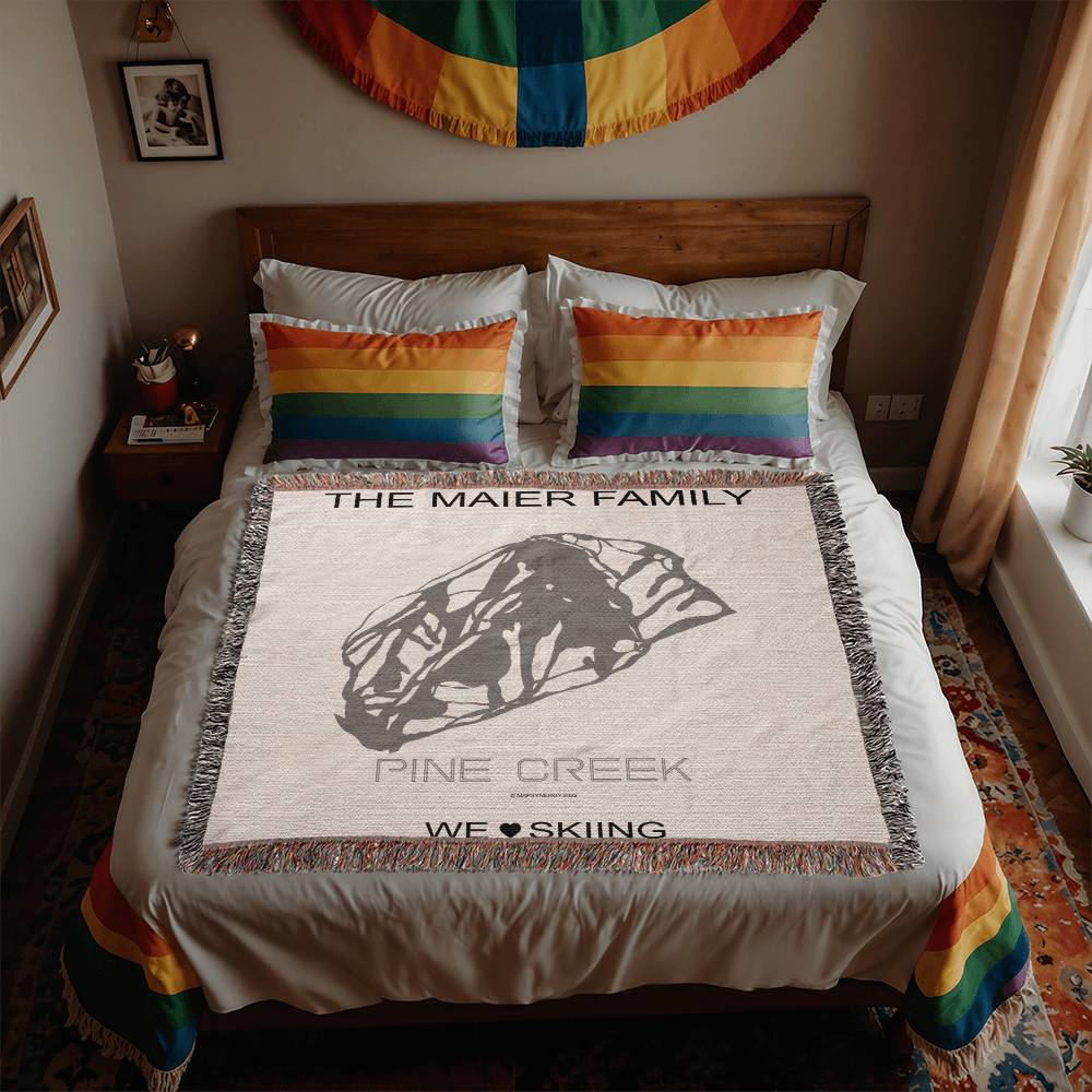 PERSONALIZED PINE CREEK,  WYOMING WOVEN BLANKET - Powderaddicts