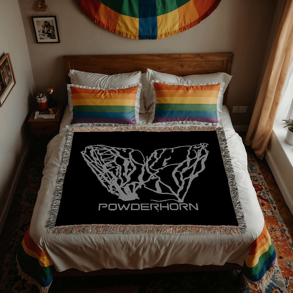 PERSONALIZED POWDERHORN, COLORADO WOVEN BLANKET