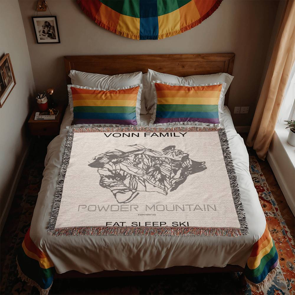PERSONALIZED POWDER MOUNTAIN, UTAH WOVEN BLANKET