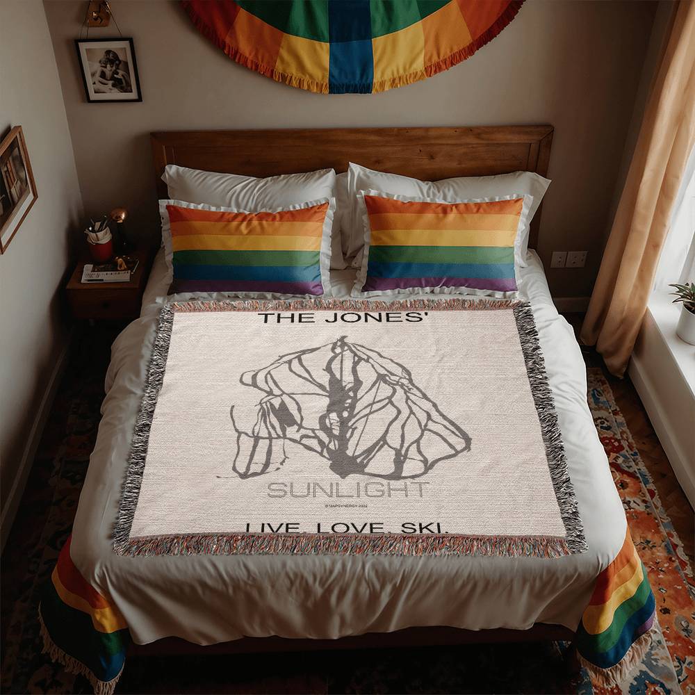 Personalized Sunlight Mountain Resort, Colorado Ski Trail Map woven blanket