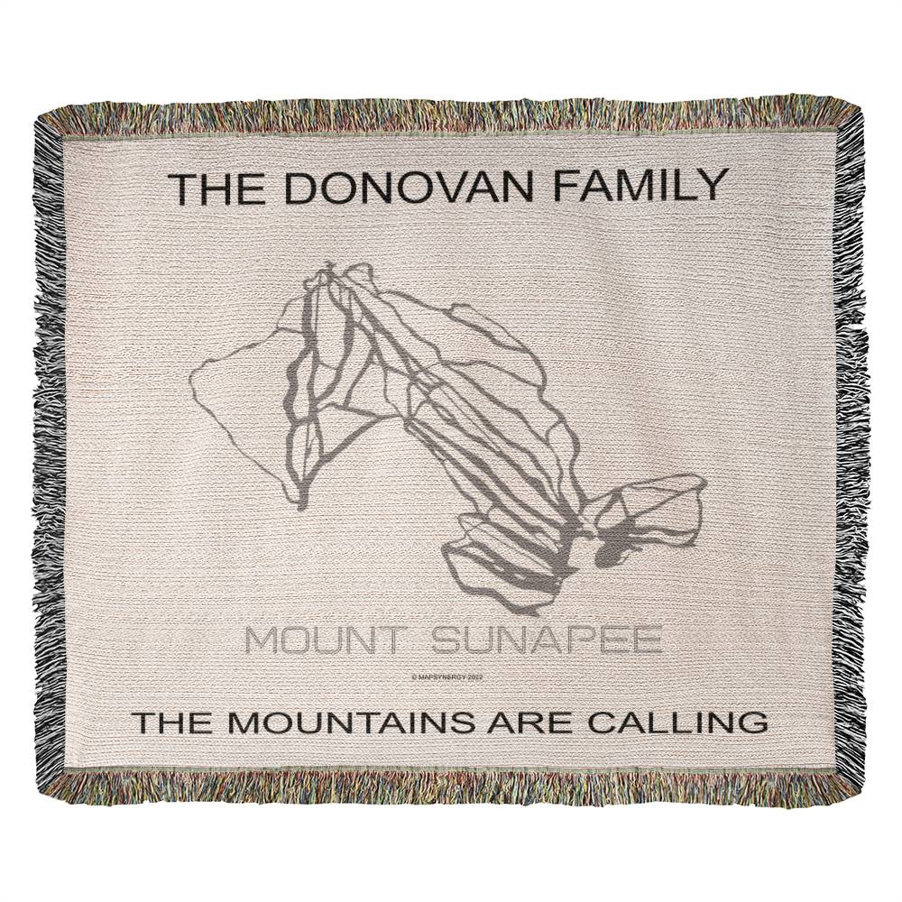 PERSONALIZED MOUNT SUNAPEE, NEW HAMPSHIRE WOVEN BLANKET