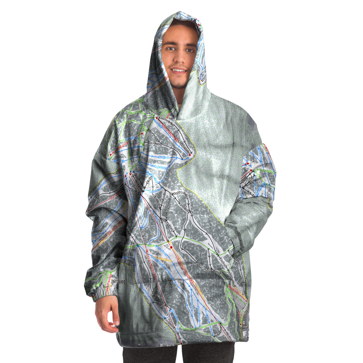 Red River, New Mexico Ski Trail Map - Snug Hoodie