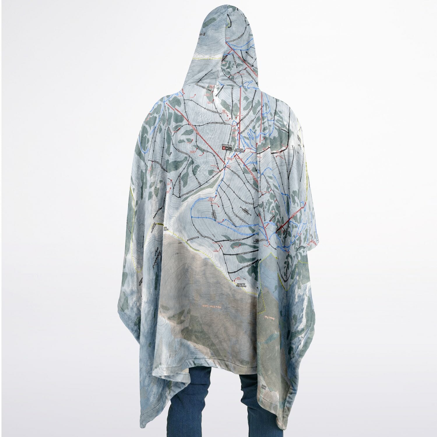 Snowbird, Utah Ski Resort Map Flannel Blanket Poncho