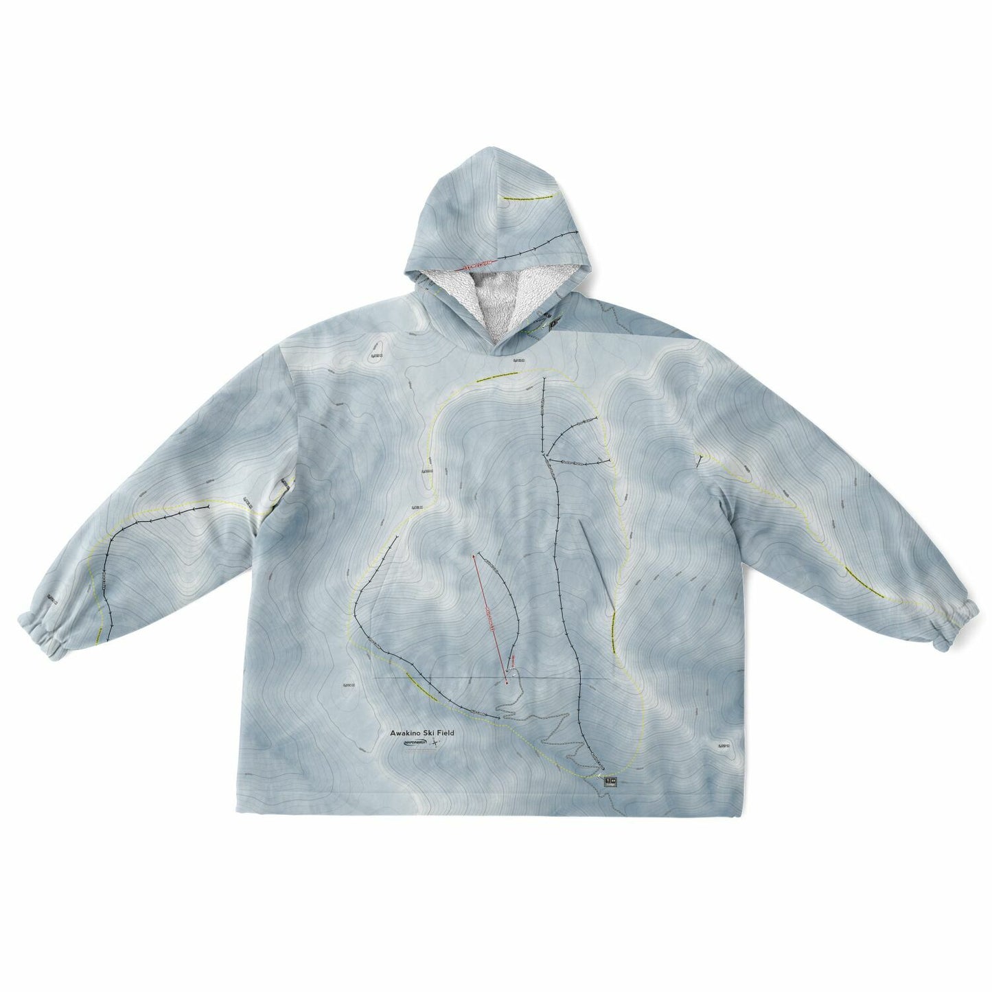 Awakino Ski Field, New Zealand Ski Trail Map - Snug Hoodie - Powderaddicts