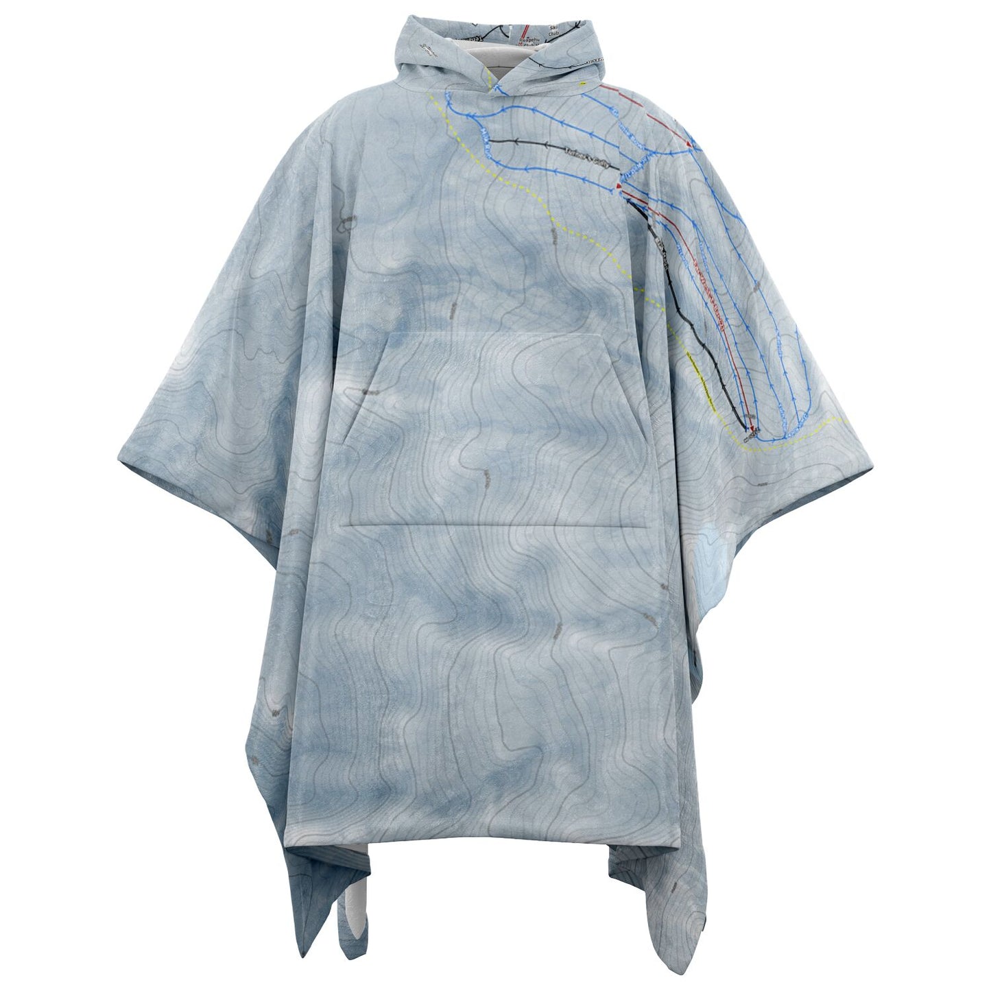 Mt. Whakapap, New Zealand Ski Resort Map Flannel Blanket Poncho - Powderaddicts