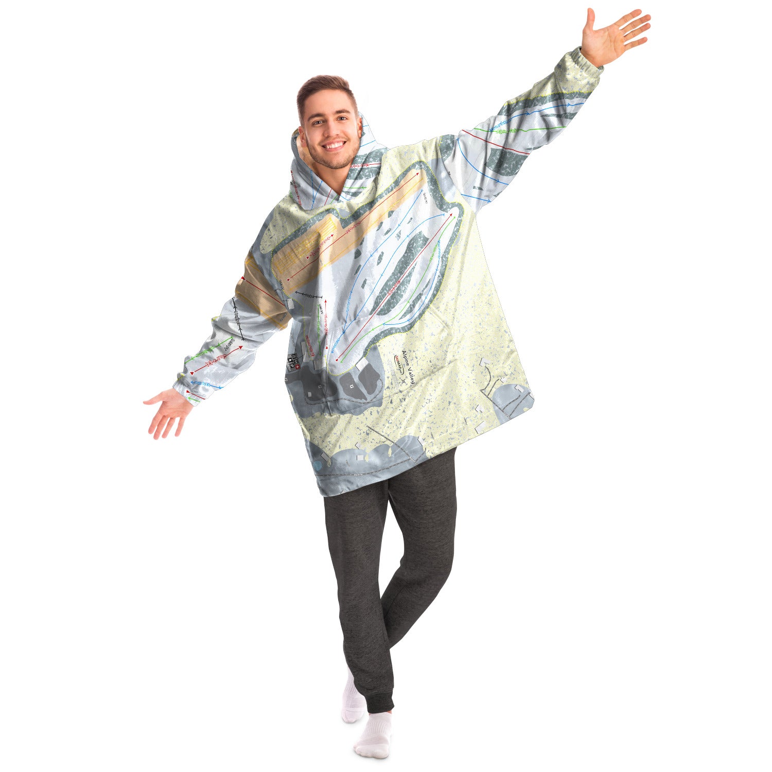 Alpine Valley, Ohio Ski Trail Map - Snug Hoodie