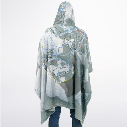 Great Divide, Montana Ski Resort Map Flannel Blanket Poncho