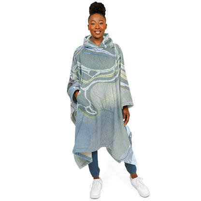 Vallee Du Parc, Quebec Ski Resort Map Flannel Blanket Poncho