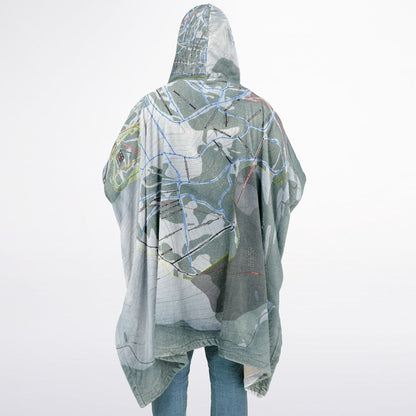Great Divide, Montana Ski Resort Map Flannel Blanket Poncho
