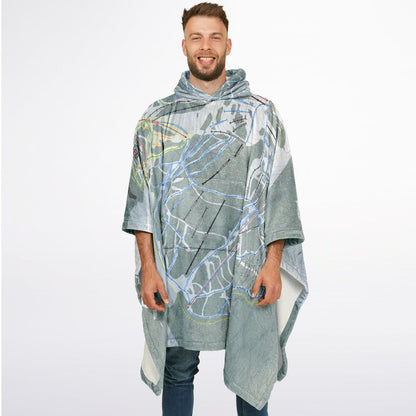 Great Divide, Montana Ski Resort Map Flannel Blanket Poncho