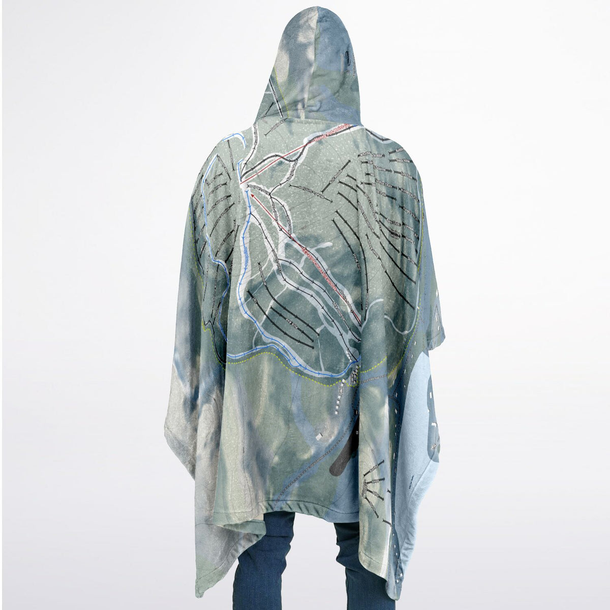 Mount Bohemia, Michigan Ski Resort Map Flannel Blanket Poncho