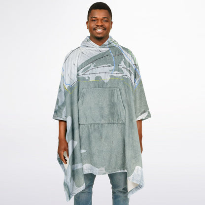 Pebble Creek, Idaho Ski Resort Map Flannel Blanket Poncho