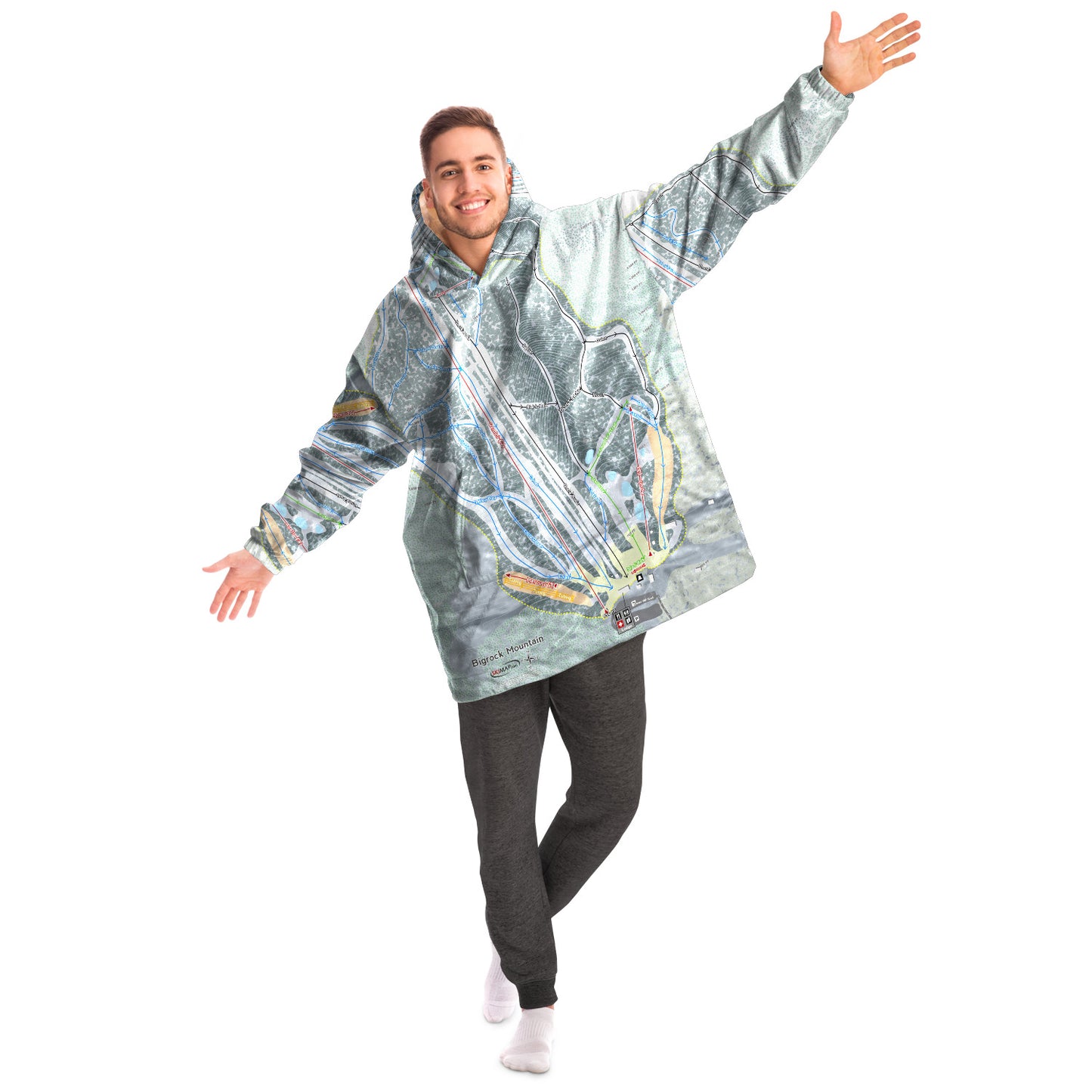 Bigrock Mountain, Maine Ski Trail Map - Snug Hoodie - Powderaddicts
