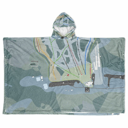 Hilltop, Alaska Ski Resort Map Flannel Blanket Poncho