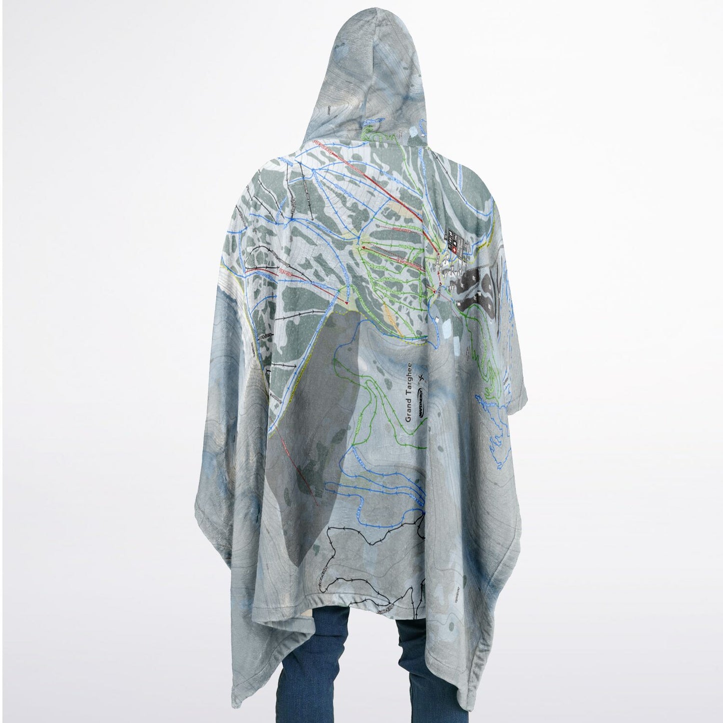 Grand Targhee, Wyoming Ski Resort Map Flannel Blanket Poncho