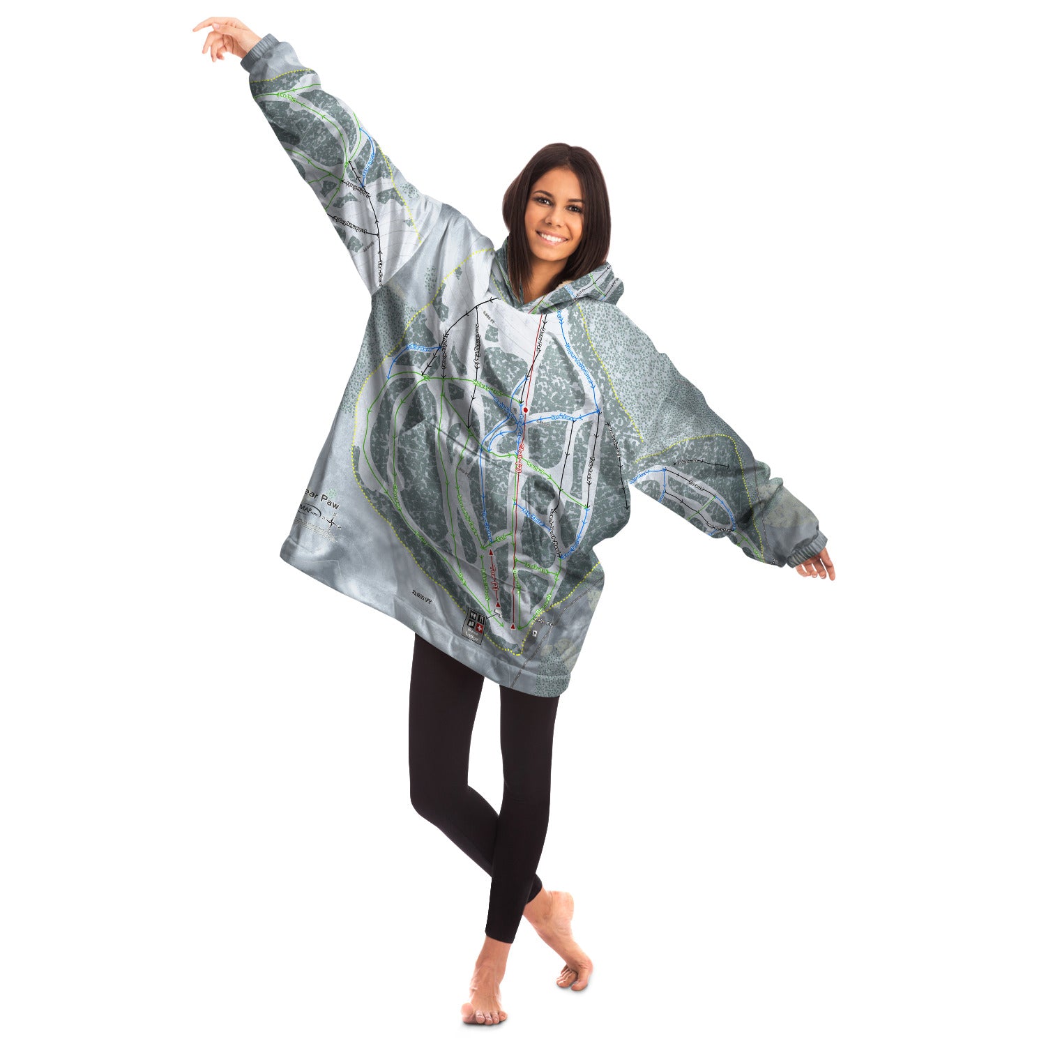 Bear Paw, Montana Ski Trail Map Snug Hoodie