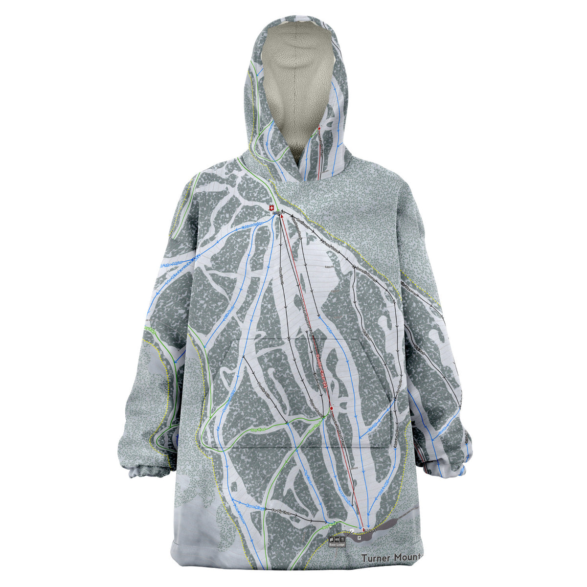 Turner Mountain, Montana Ski Trail Map Snug Hoodie