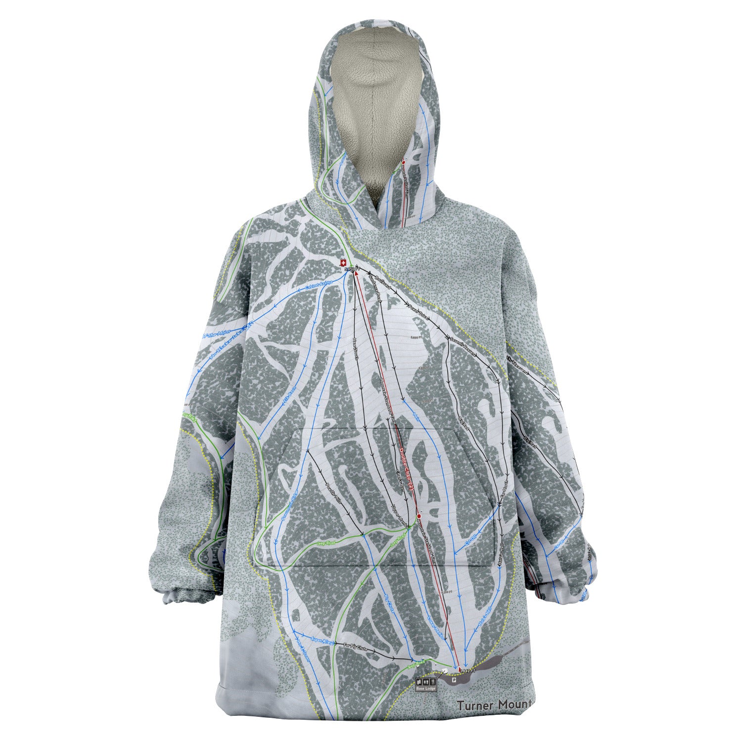 Turner Mountain, Montana Ski Trail Map Snug Hoodie