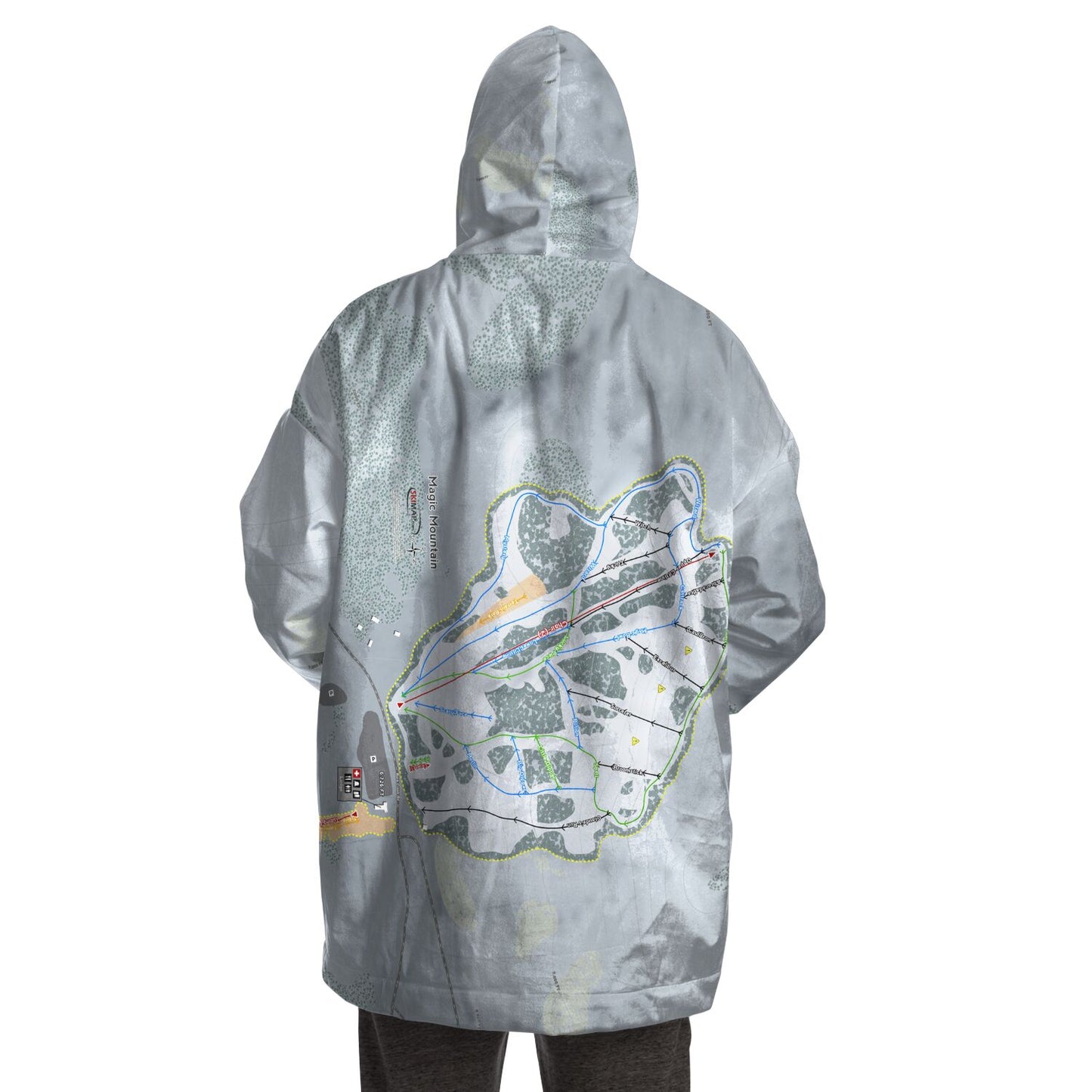 Magic Mountain, Idaho Ski Trail Map Snug Hoodie - Powderaddicts