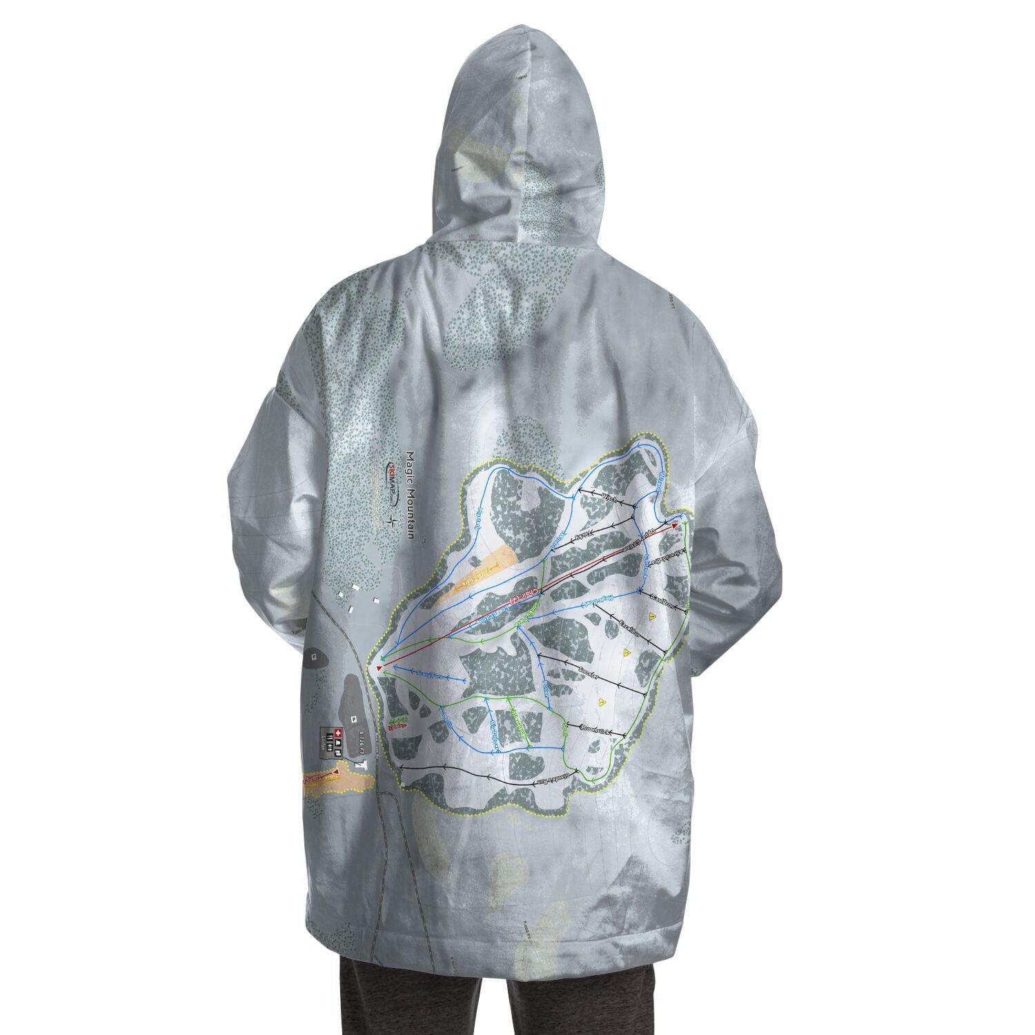 Magic Mountain, Idaho Ski Trail Map Snug Hoodie - Powderaddicts