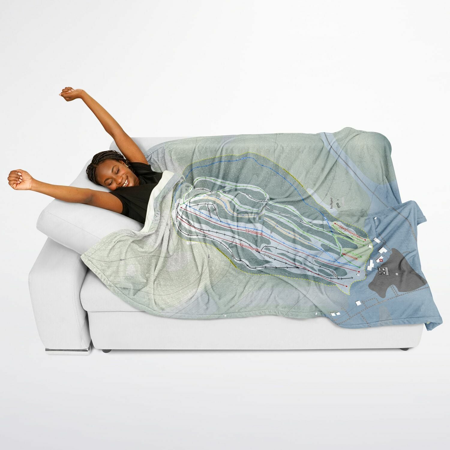 Mont Rigaud, Quebec Ski Resort Map Flannel Blanket Poncho