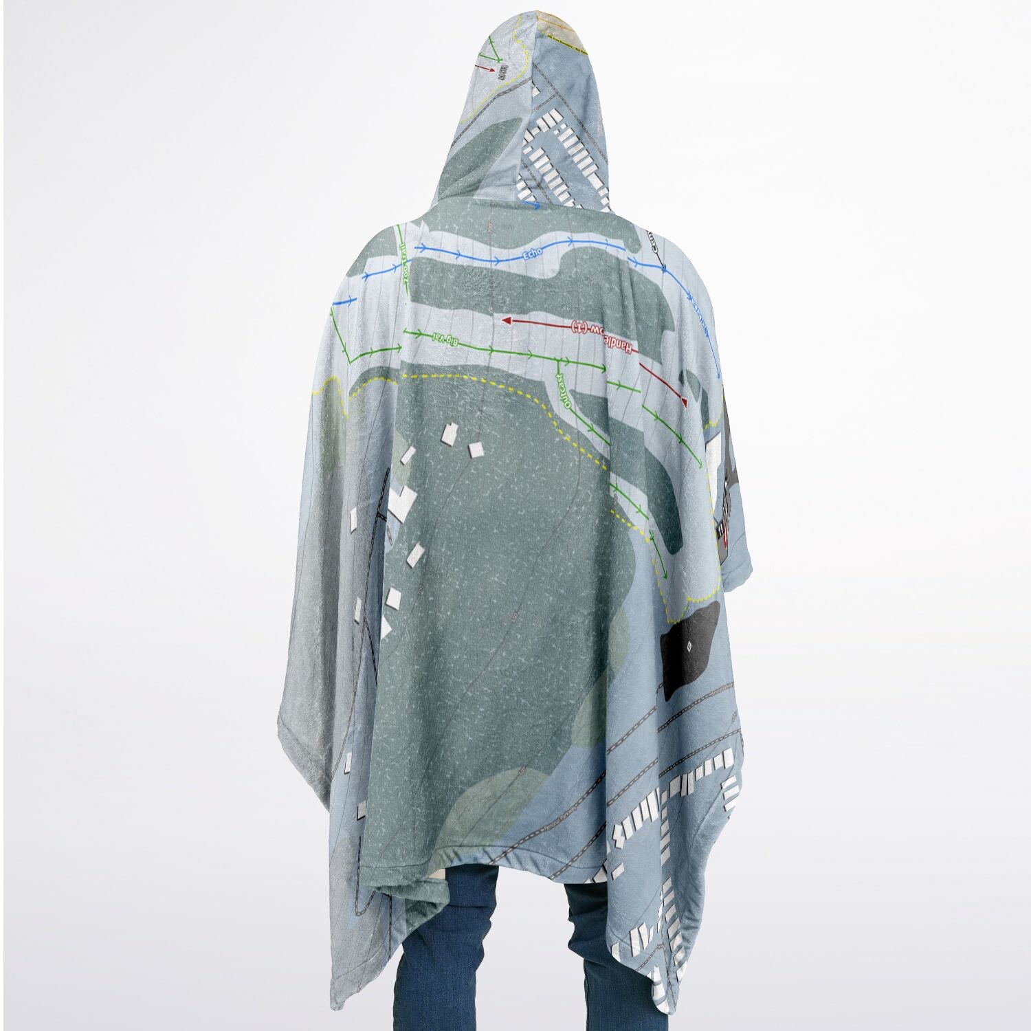 Val Bialas Ski Center, New York Ski Resort Map Flannel Blanket Poncho