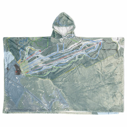Camden Snow Bowl, Maine Ski Resort Map Flannel Blanket Poncho