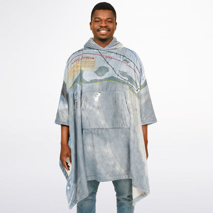 Dry Hill, New York Ski Resort Map Flannel Blanket Poncho