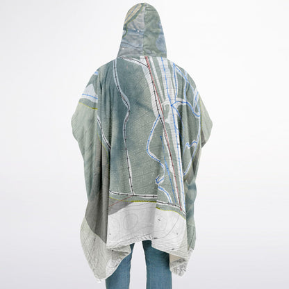Bigrock Mountain, Maine Ski Resort Map Flannel Blanket Poncho