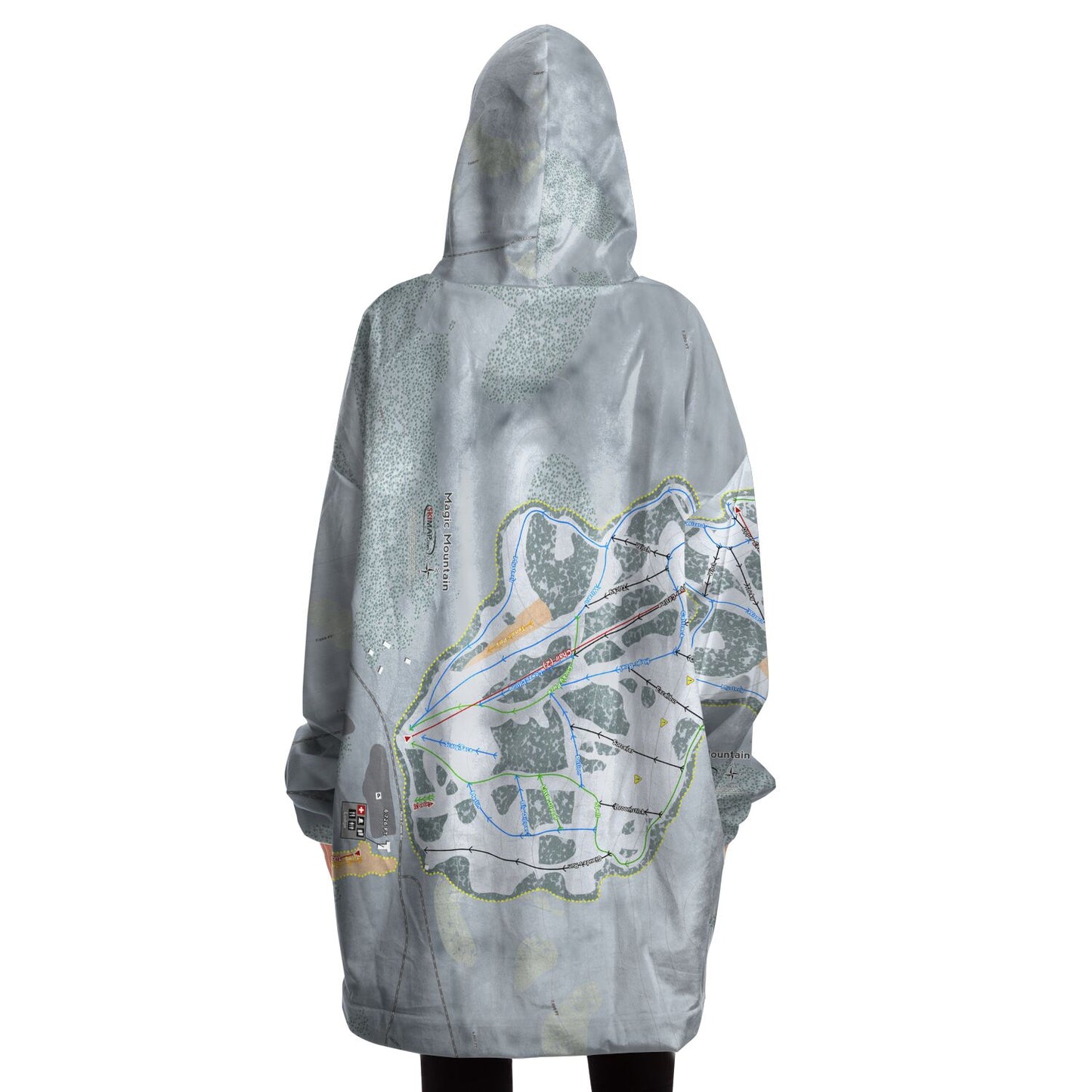 Magic Mountain, Idaho Ski Trail Map Snug Hoodie - Powderaddicts