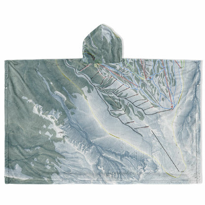 Mt Hood Meadows, Oregon Ski Resort Map Flannel Blanket Poncho