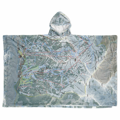 Little Cottonwood Canyon, Utah Ski Resort Map Flannel Blanket Poncho