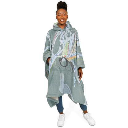 Harper Mountain, British Columbia Ski Resort Map Flannel Blanket Poncho