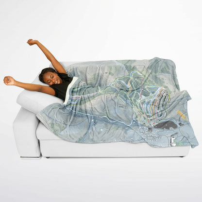 Greek Peak, New York Ski Resort Map Flannel Blanket Poncho