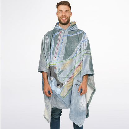 Willard Mountain, New York Ski Resort Map Flannel Blanket Poncho