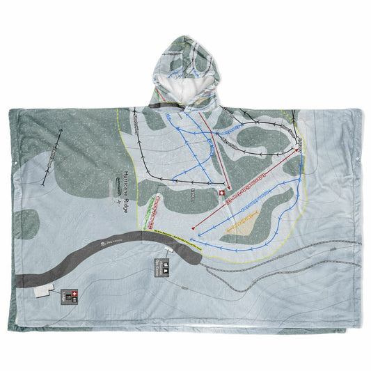Hurricane Ridge, Washington Ski Resort Map Flannel Blanket Poncho