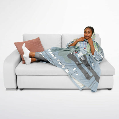 McIntyre, New Hampshire Ski Resort Map Flannel Blanket Poncho