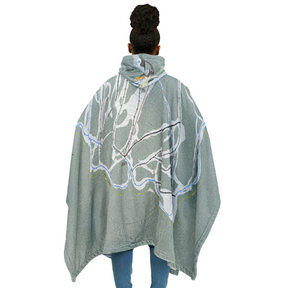Harper Mountain, British Columbia Ski Resort Map Flannel Blanket Poncho