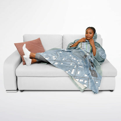 Storrs Hill, New Hampshire Ski Resort Map Flannel Blanket Poncho