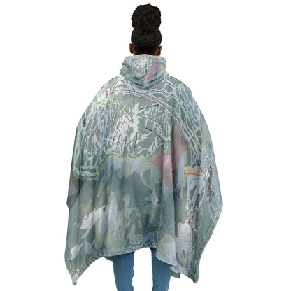 Red Mountain, British Columbia Ski Resort Map Flannel Blanket Poncho