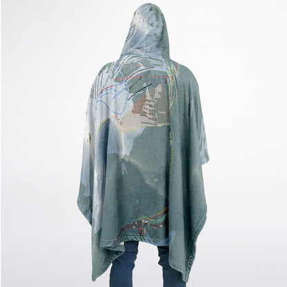 Banff Sunshine, Alberta Ski Resort Map Flannel Blanket Poncho